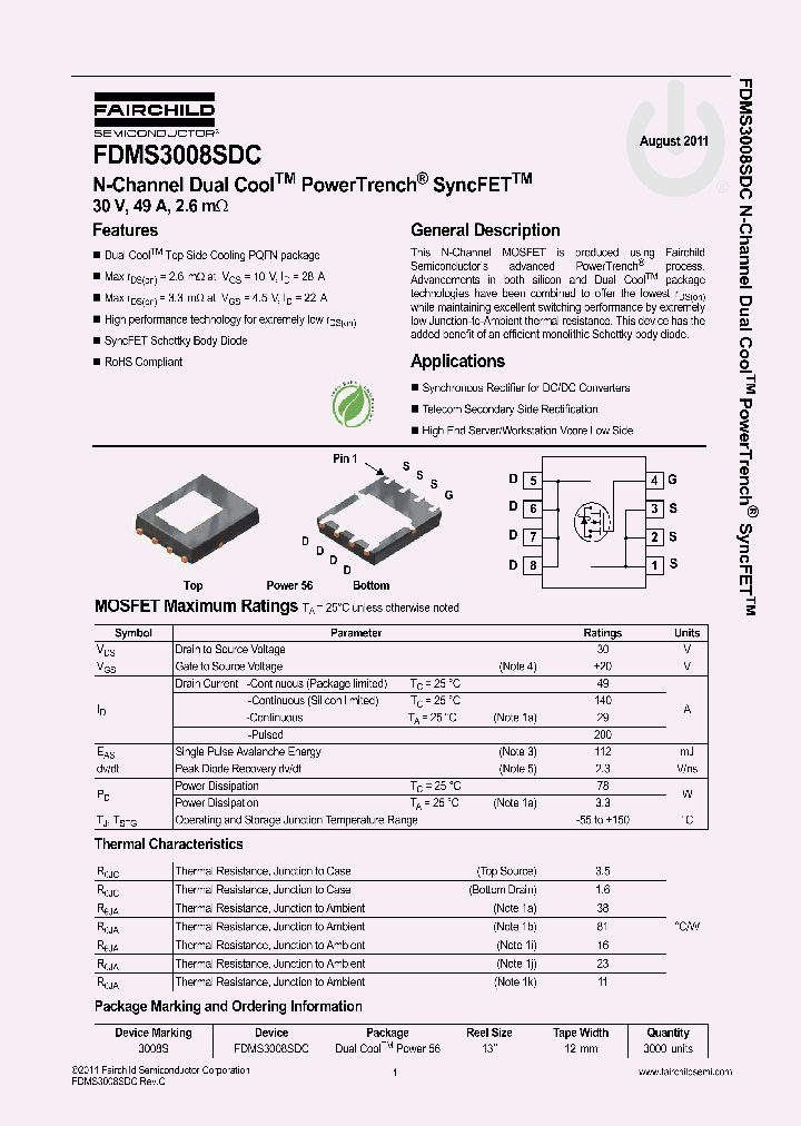 FDMS3008SDC_4722276.PDF Datasheet