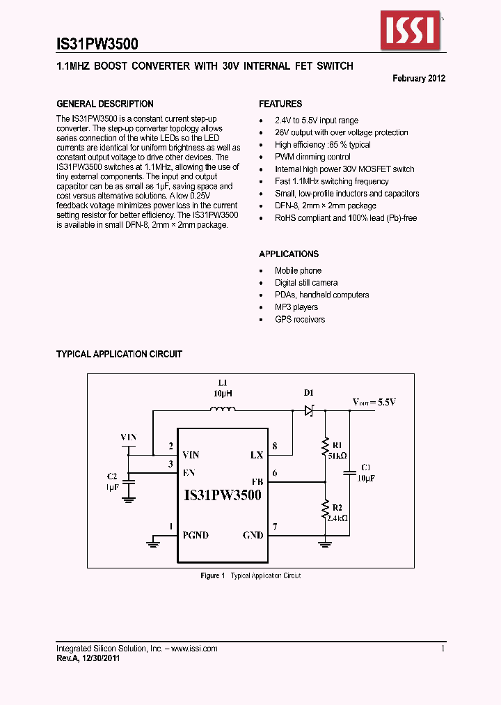 IS31PW3500_4727390.PDF Datasheet