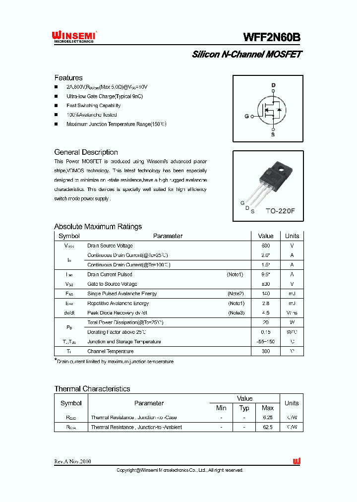 WFF2N60B_4782137.PDF Datasheet