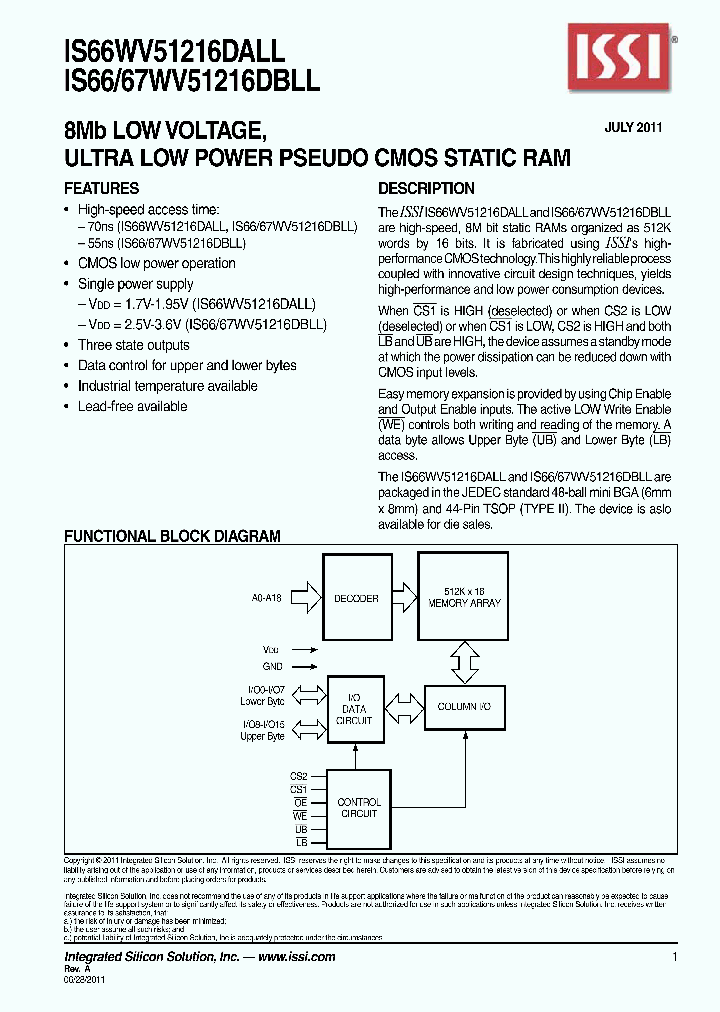 IS6667WV51216DBLL_4819590.PDF Datasheet