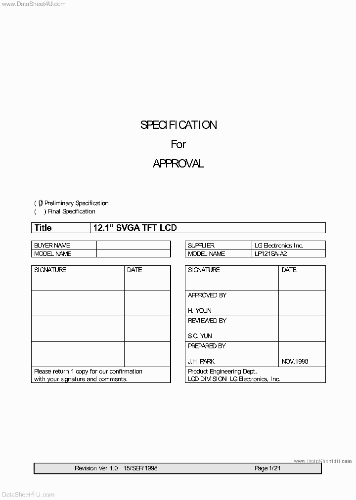 LP121SA-A2_4840528.PDF Datasheet