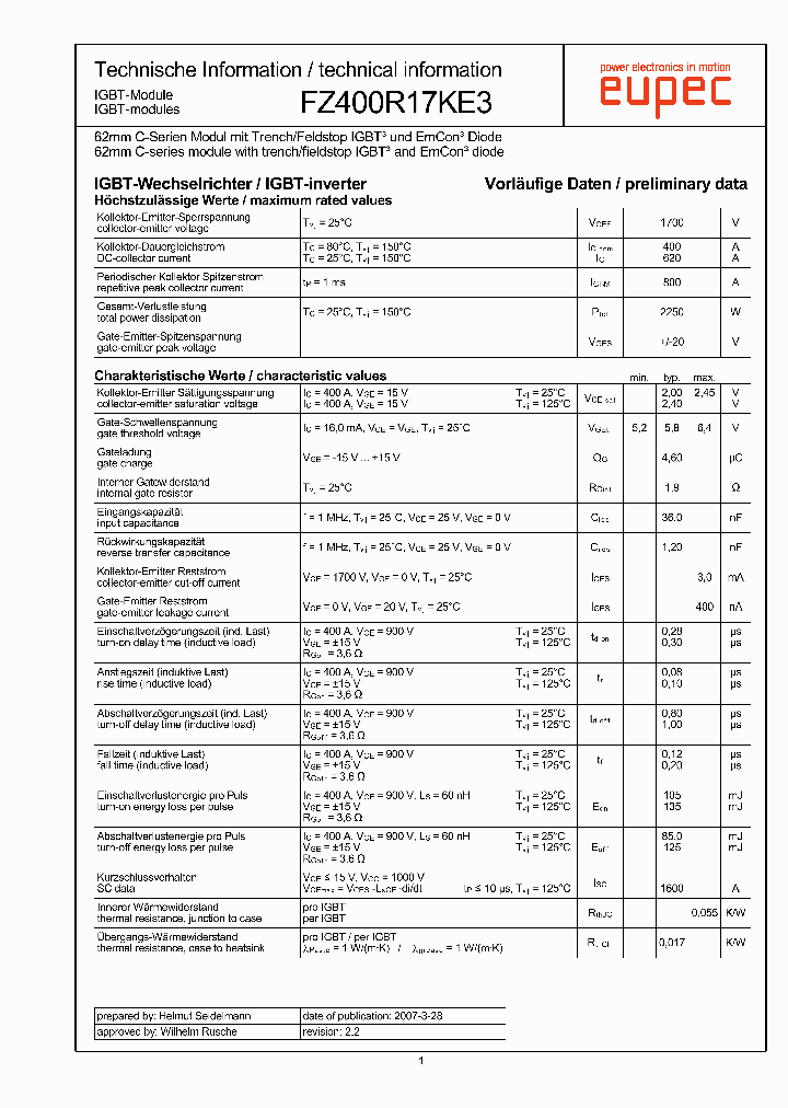 FZ400R17KE3_4869460.PDF Datasheet