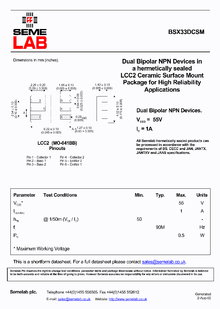 BSX33DCSM_4875974.PDF Datasheet