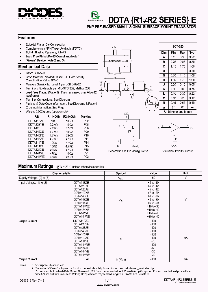 DDTA114WE_4890259.PDF Datasheet