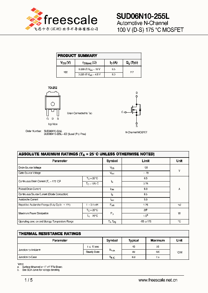 SUD06N10-225L_4900698.PDF Datasheet