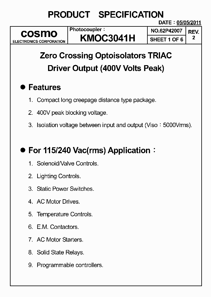 KMOC3041H_4922847.PDF Datasheet