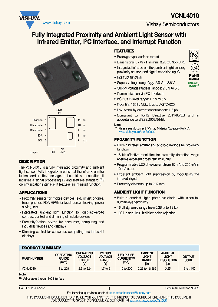 VCNL4010_4928064.PDF Datasheet