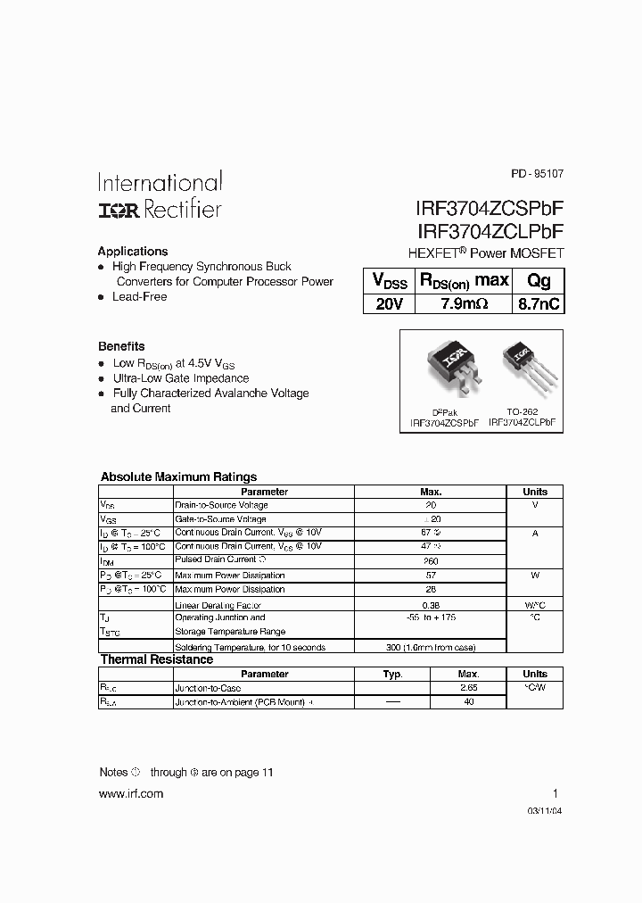 IRF3704ZCSPBF_5001228.PDF Datasheet