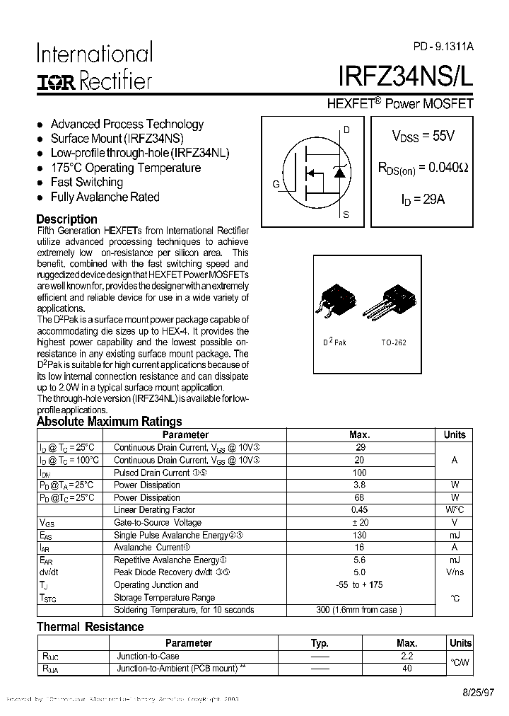 IRFZ34NSTRL_5033773.PDF Datasheet