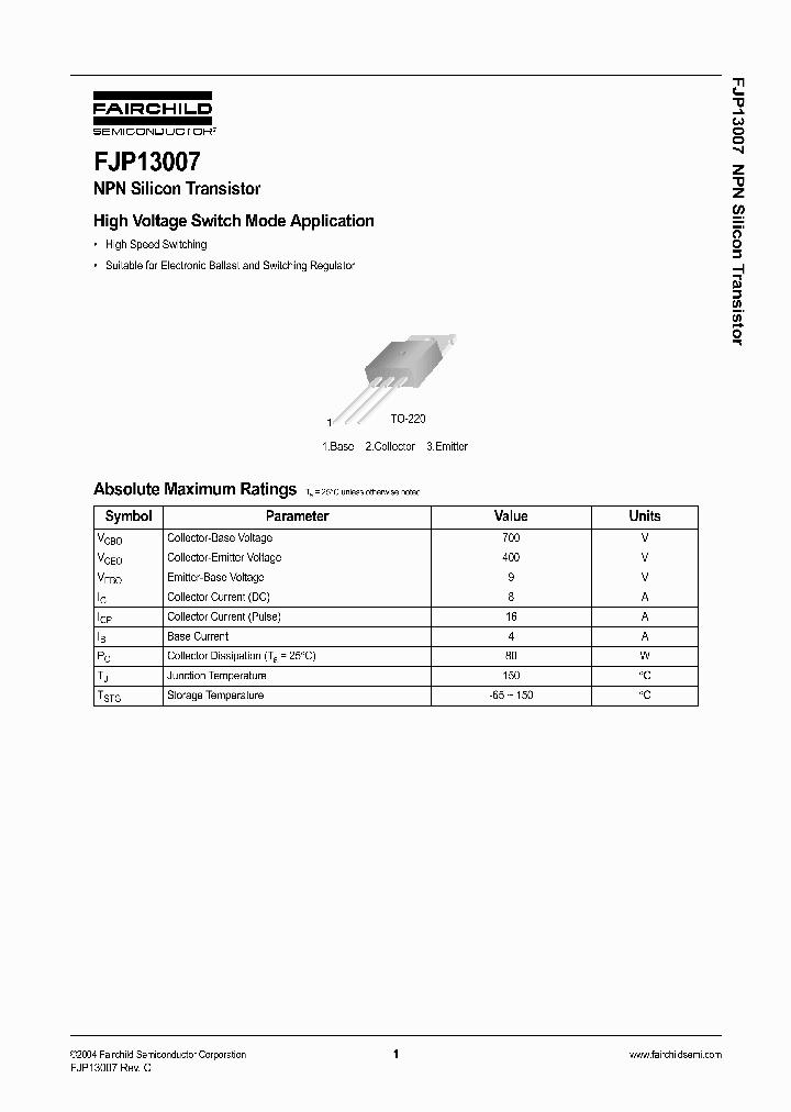 FJP13007TU_5050212.PDF Datasheet