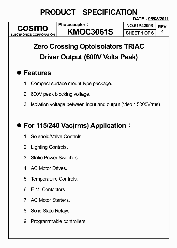 KMOC3061S11_5063243.PDF Datasheet