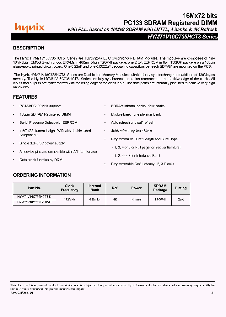 HYM71V16C735HCT8_5122600.PDF Datasheet