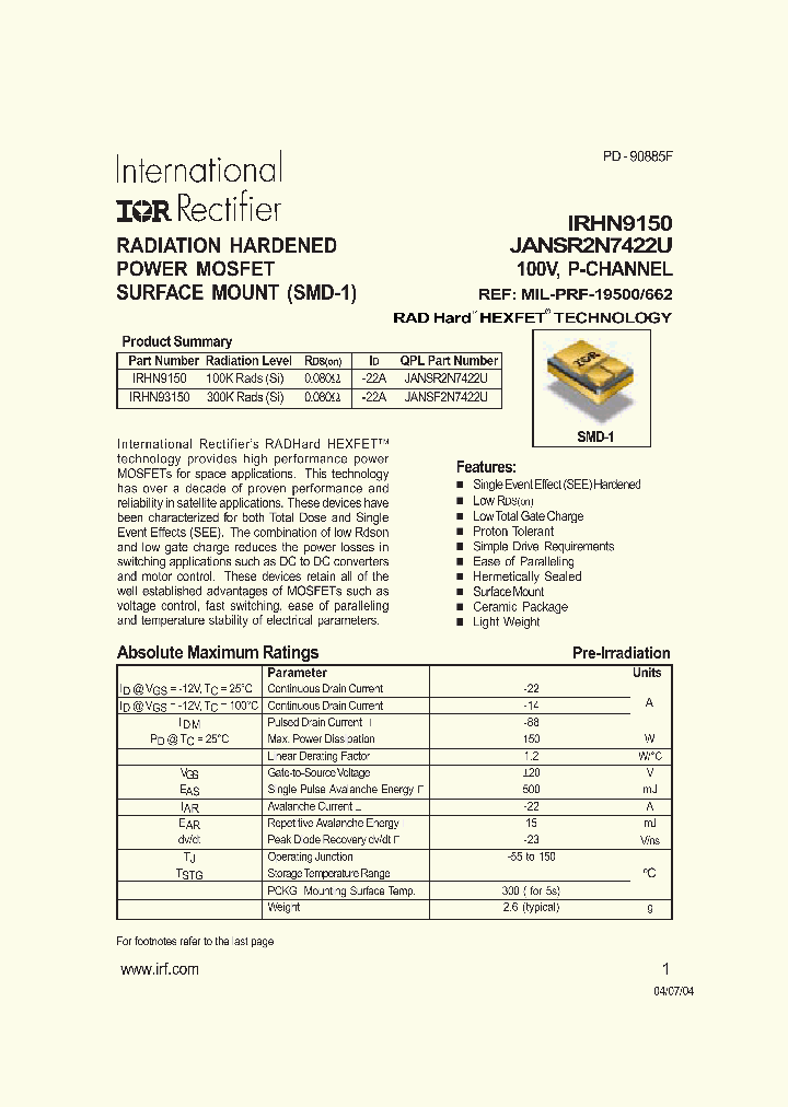 IRHN9150_5194685.PDF Datasheet