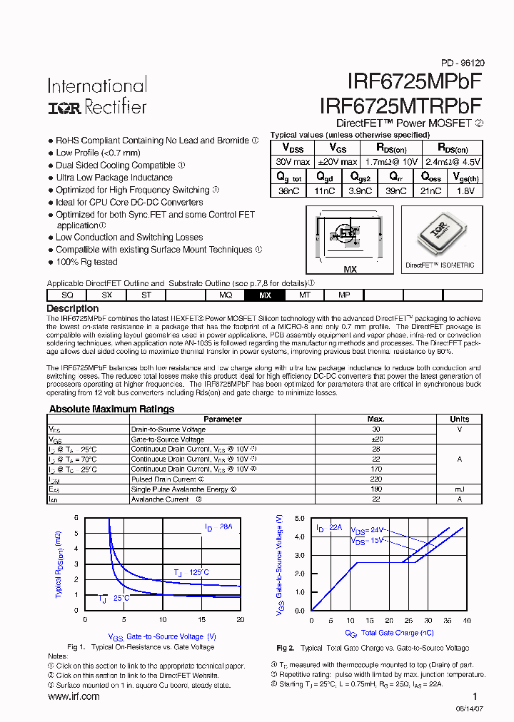 IRF6725MTRPBF_5235068.PDF Datasheet