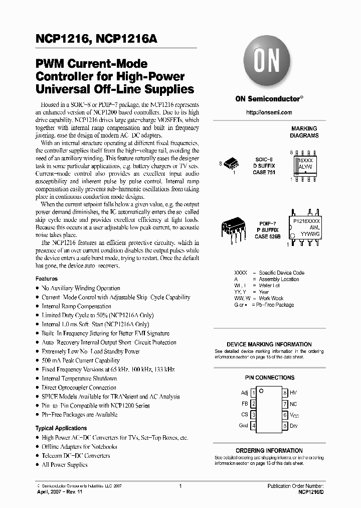 NCP1216D65R2_5238194.PDF Datasheet