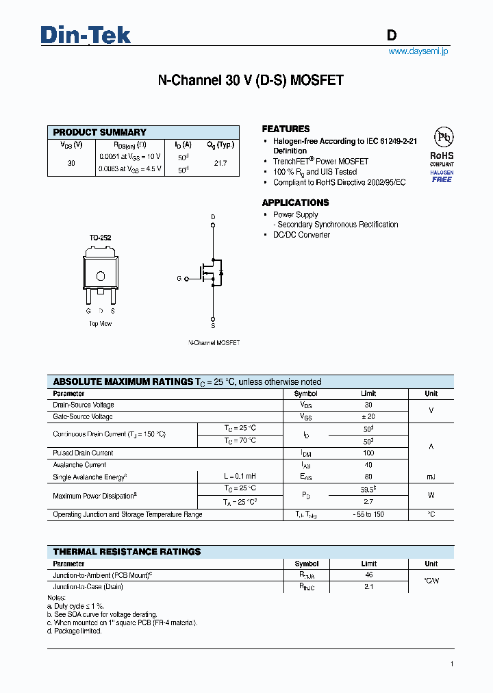 DTU50N03_5257015.PDF Datasheet