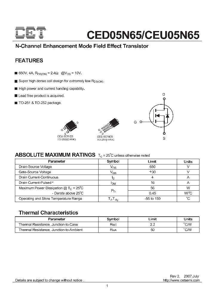 CED05N65_5263036.PDF Datasheet