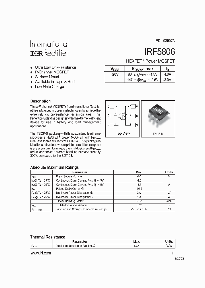 IRF5806TR_5294399.PDF Datasheet