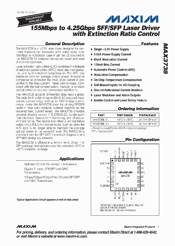 MAX3738ETG_5327493.PDF Datasheet