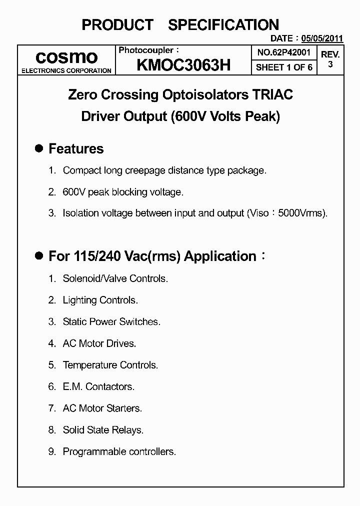 KMOC3063H_5356752.PDF Datasheet