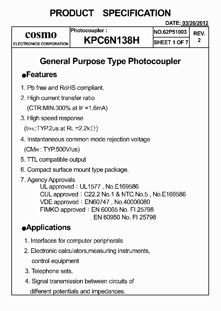 KPC6N138H_5364520.PDF Datasheet