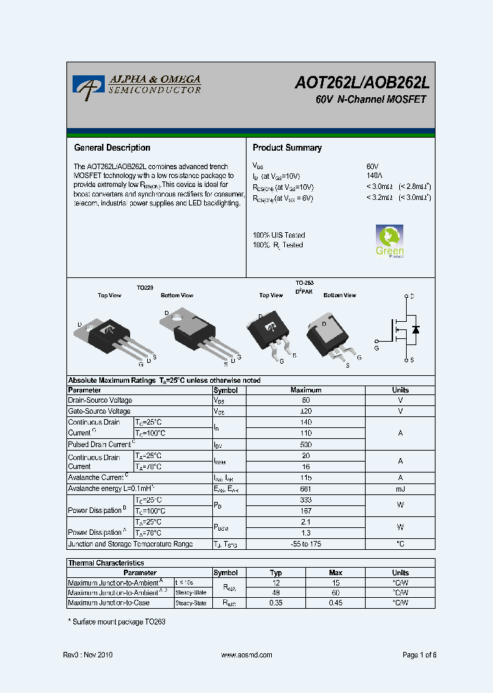 AOB262L_5366188.PDF Datasheet