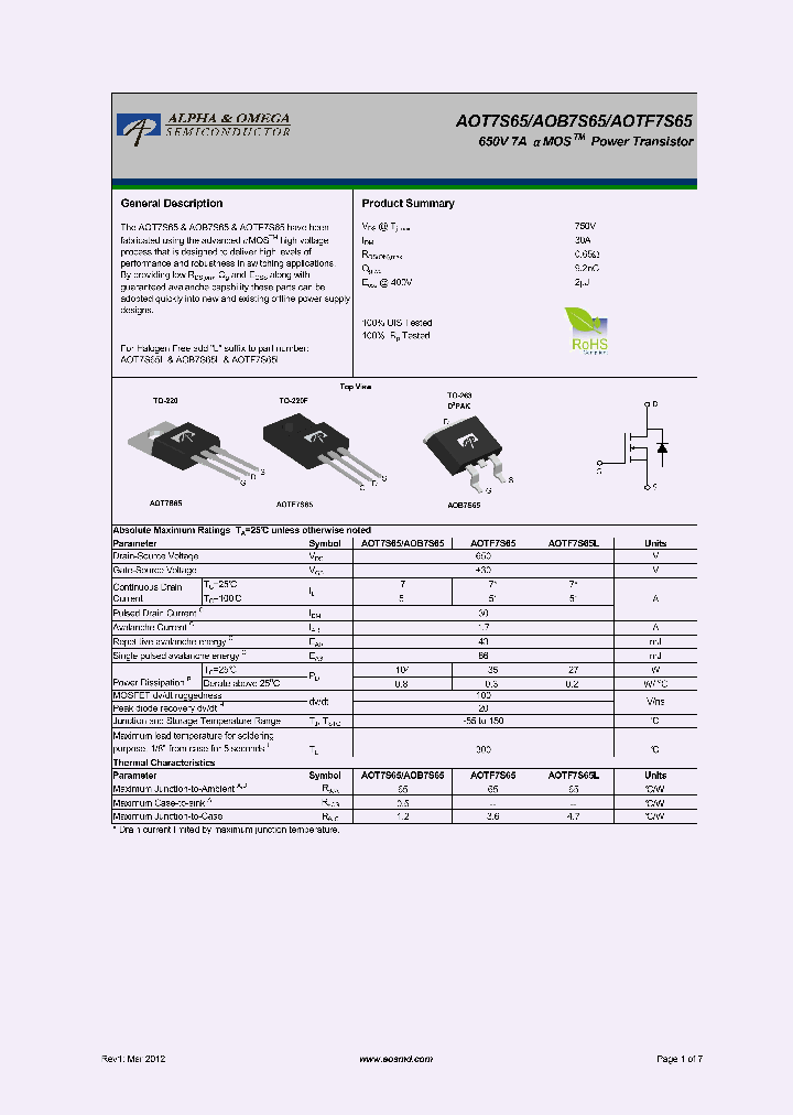 AOT7S65_5377399.PDF Datasheet