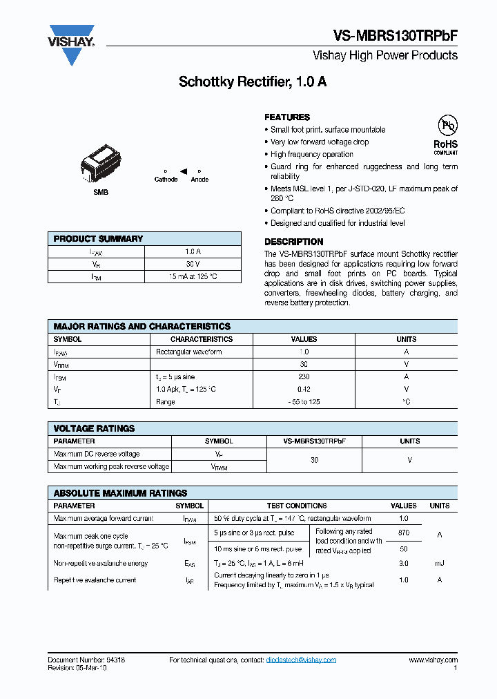 MBRS130TRPBF10_5390743.PDF Datasheet