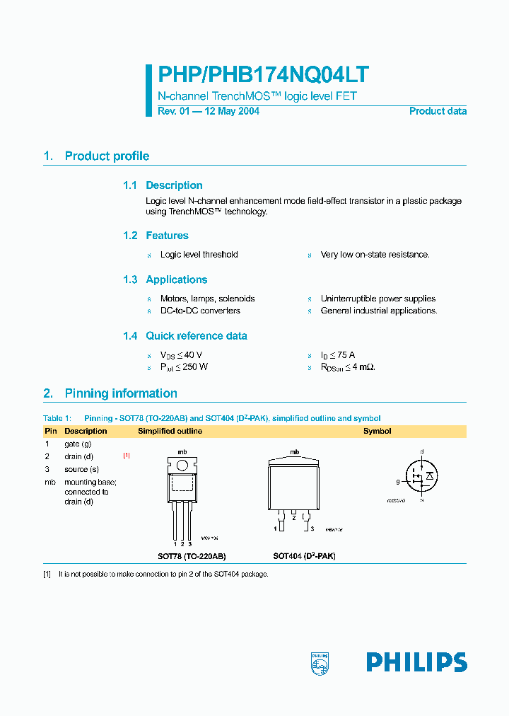 PHB174NQ04LT_5407610.PDF Datasheet