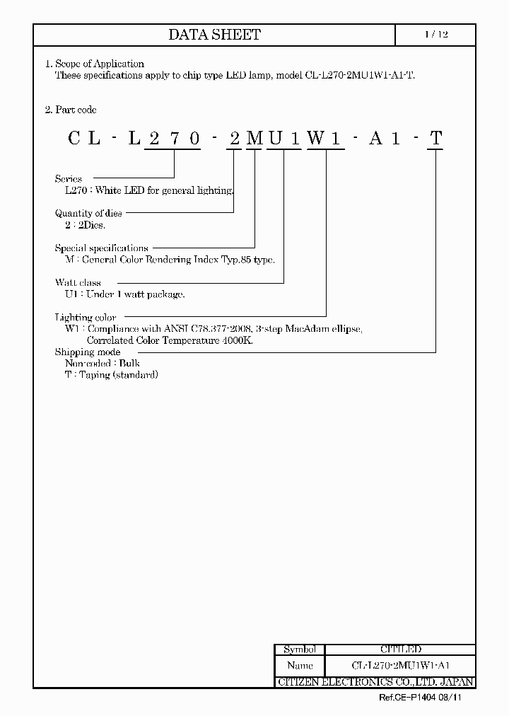 CL-L270-2MU1W2-A1_5412383.PDF Datasheet