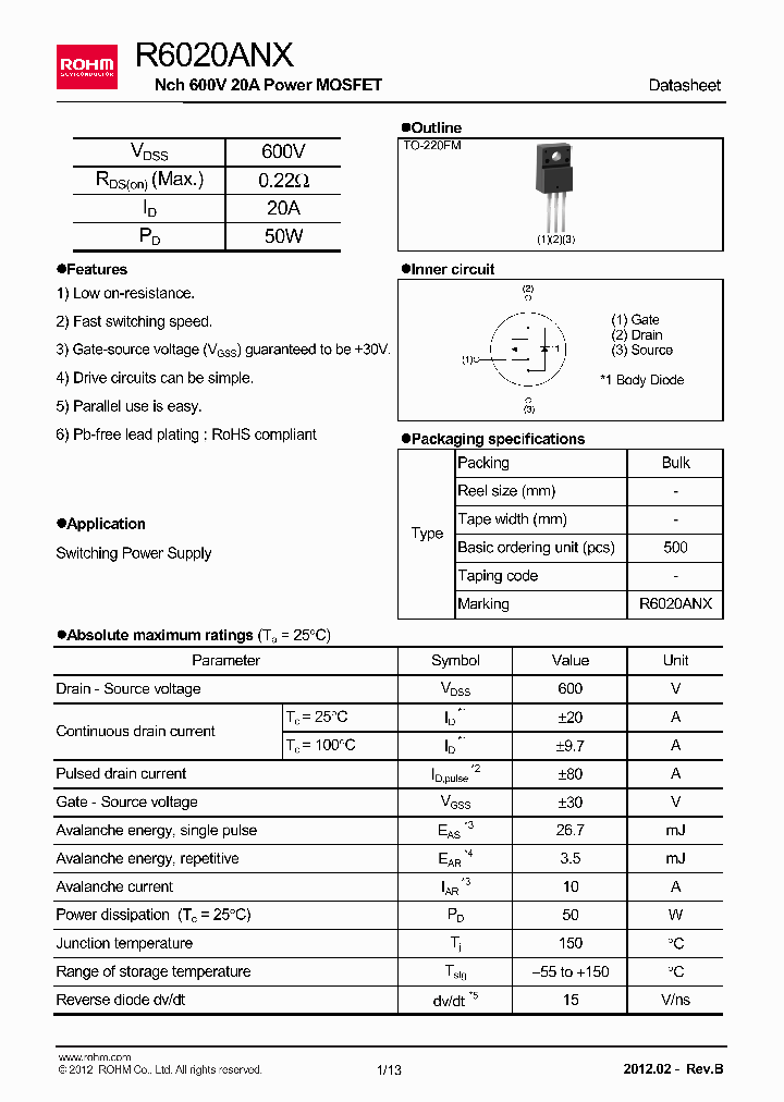 R6020ANX_5417092.PDF Datasheet