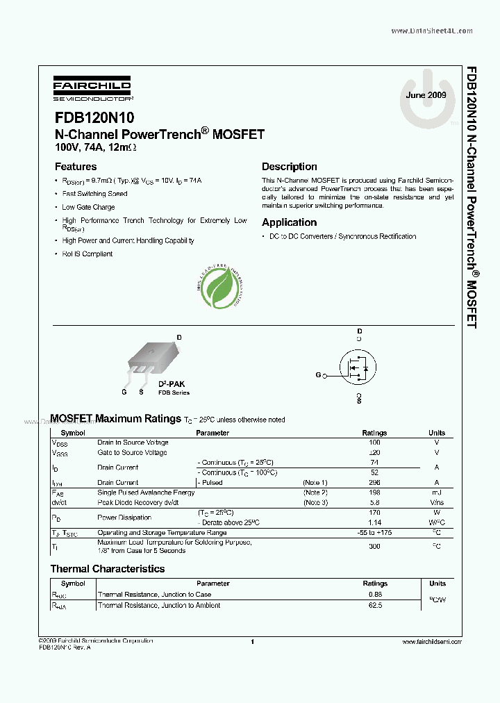 FDB120N10_5475260.PDF Datasheet