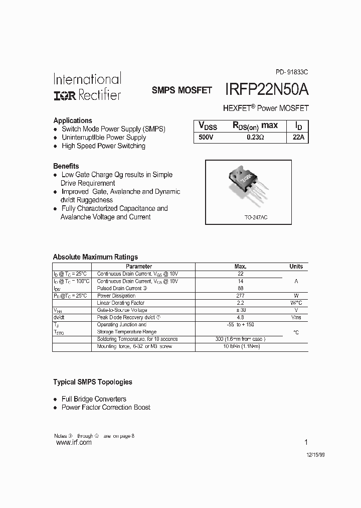 IRFP22N50A_5530762.PDF Datasheet