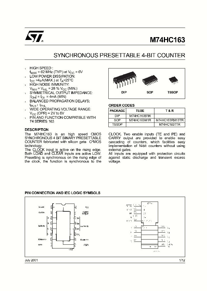 M74HC163B1R_5551237.PDF Datasheet