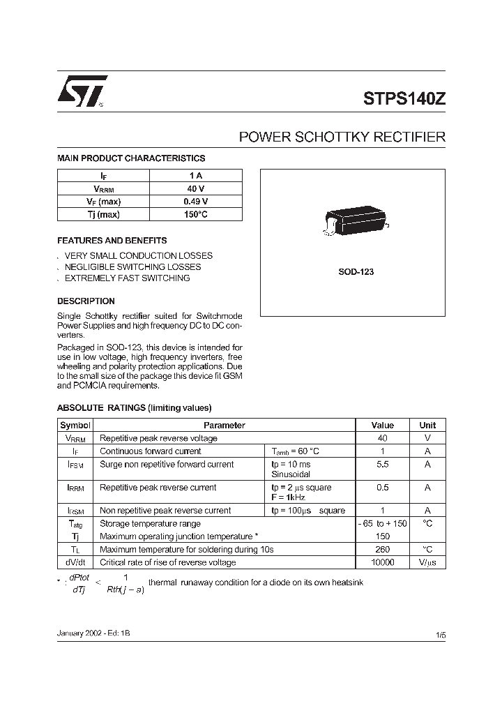 STPS140Z_5557930.PDF Datasheet