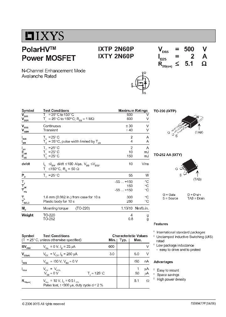 IXTY2N60P_5567967.PDF Datasheet