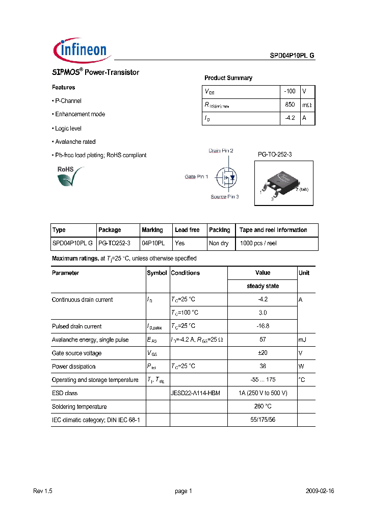 SPD04P10PLG_5613371.PDF Datasheet