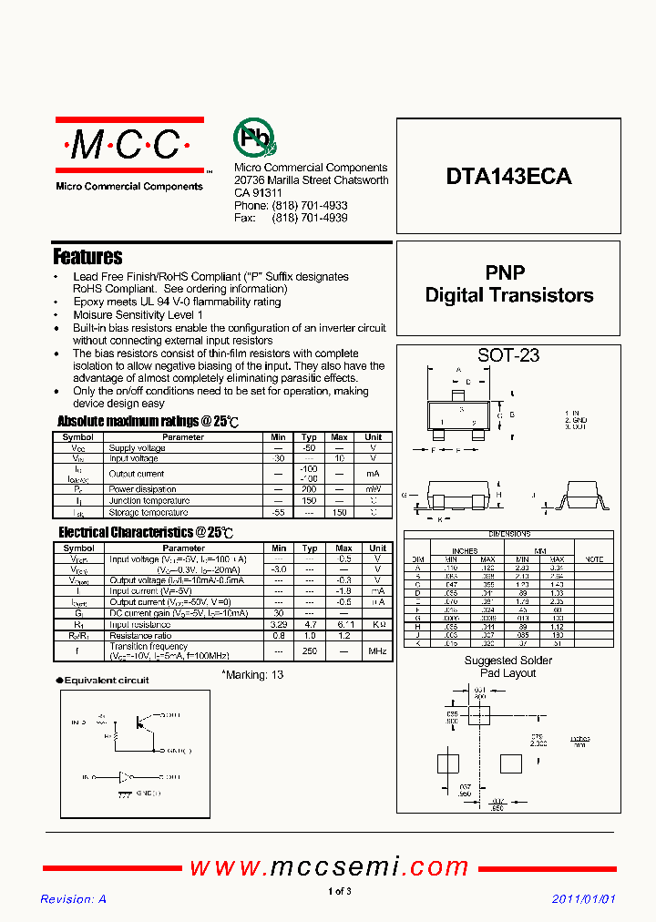 DTA143ECA11_5625219.PDF Datasheet