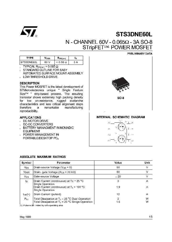 STS3DNE60L_5683317.PDF Datasheet