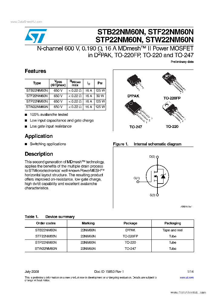 STW22NM60N_5696284.PDF Datasheet