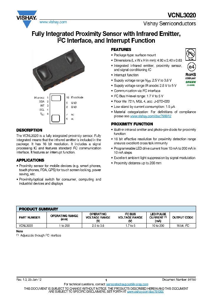 VCNL3020_5724988.PDF Datasheet