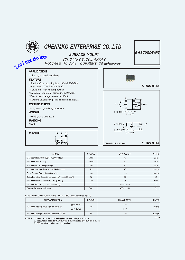 BAS70SDWPT_5762370.PDF Datasheet