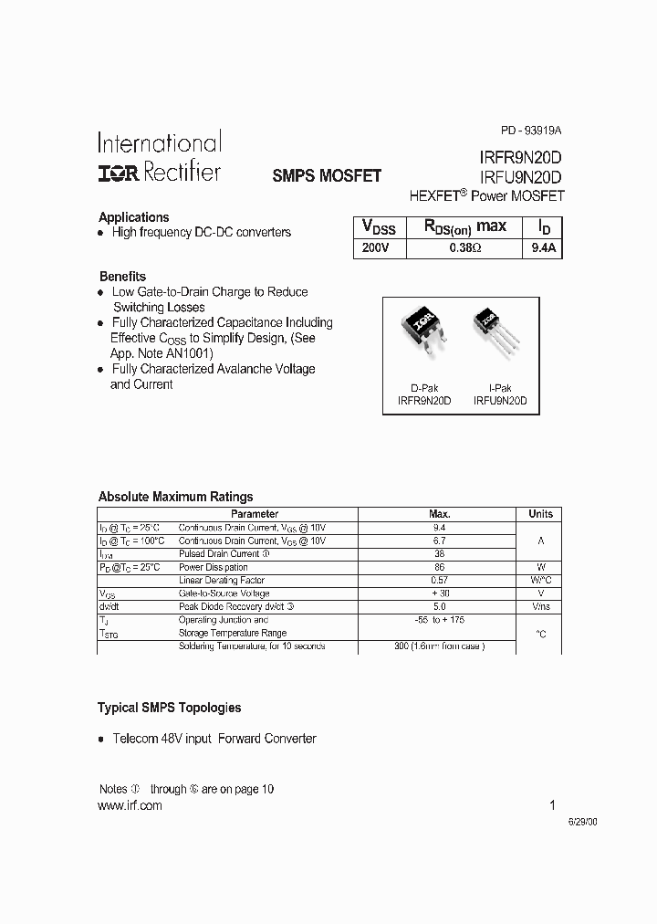 IRFR9N20D_5762608.PDF Datasheet