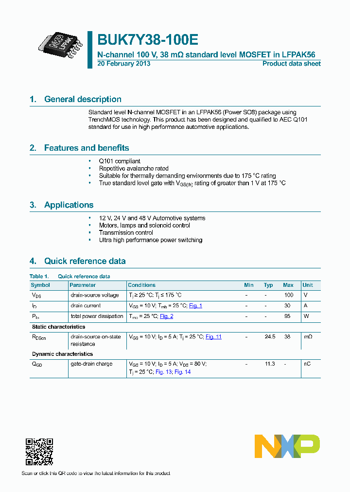 BUK7Y38-100E_5801442.PDF Datasheet