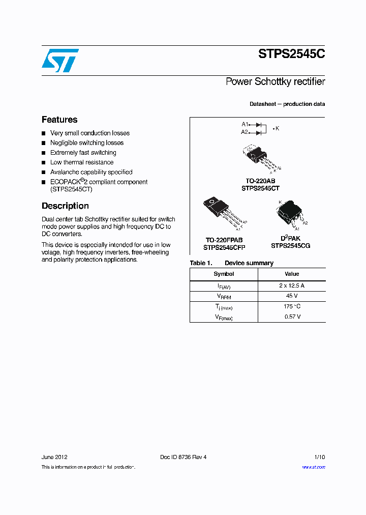 STPS2545C12_5832903.PDF Datasheet