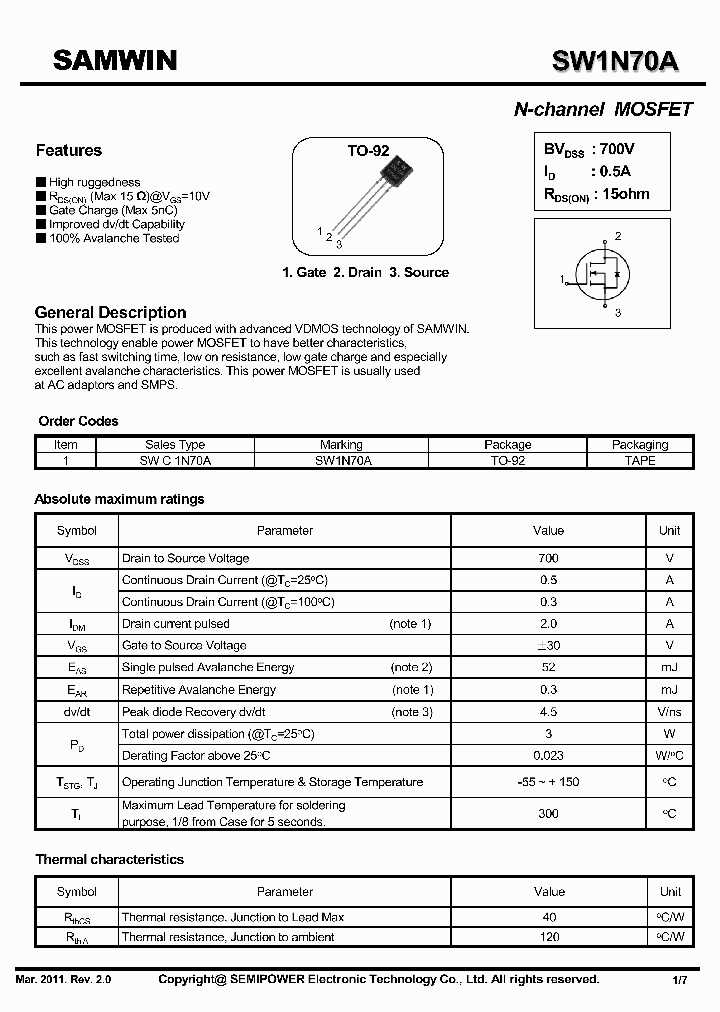 SWC1N70A_5838014.PDF Datasheet