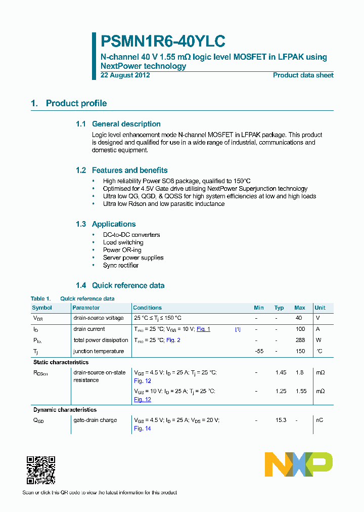 PSMN1R6-40YLC_5847341.PDF Datasheet