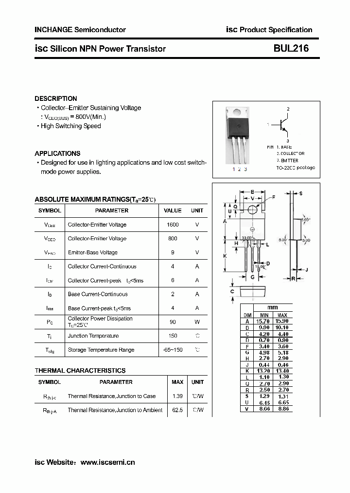 BUL216_5909221.PDF Datasheet
