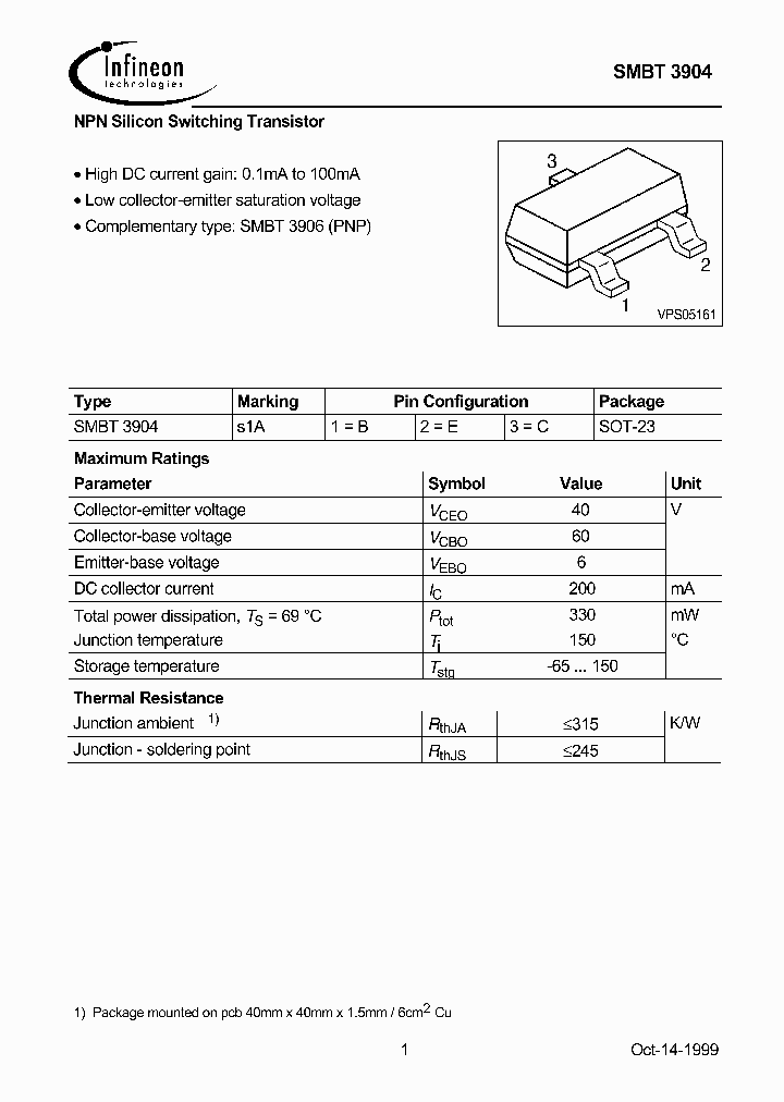 SMBT3904E6327_5947285.PDF Datasheet