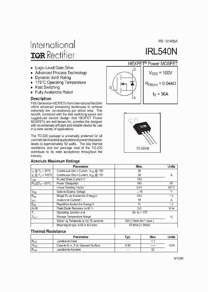 IRL540NPBF_5959581.PDF Datasheet